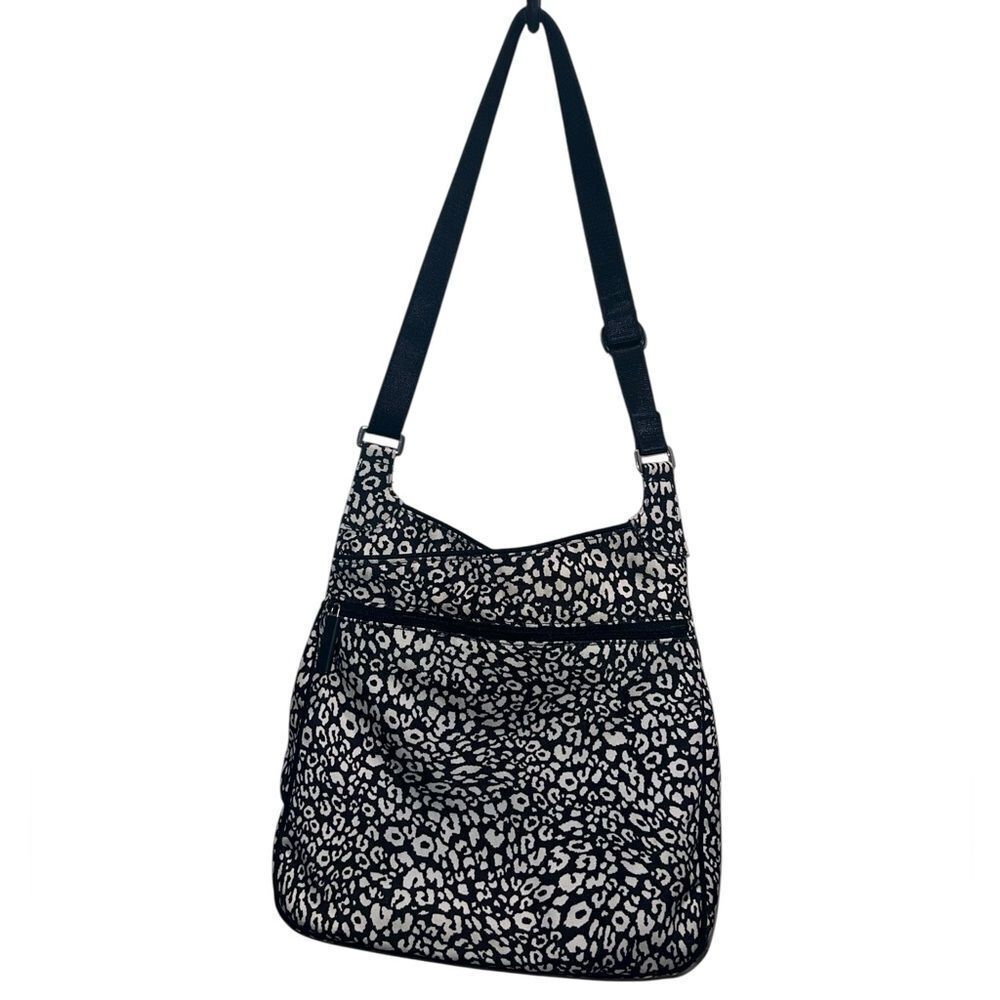 Vera Bradley Black White Leopard Print Quilted Crossbody Bag Adjustable Strap - Picture 7 of 13